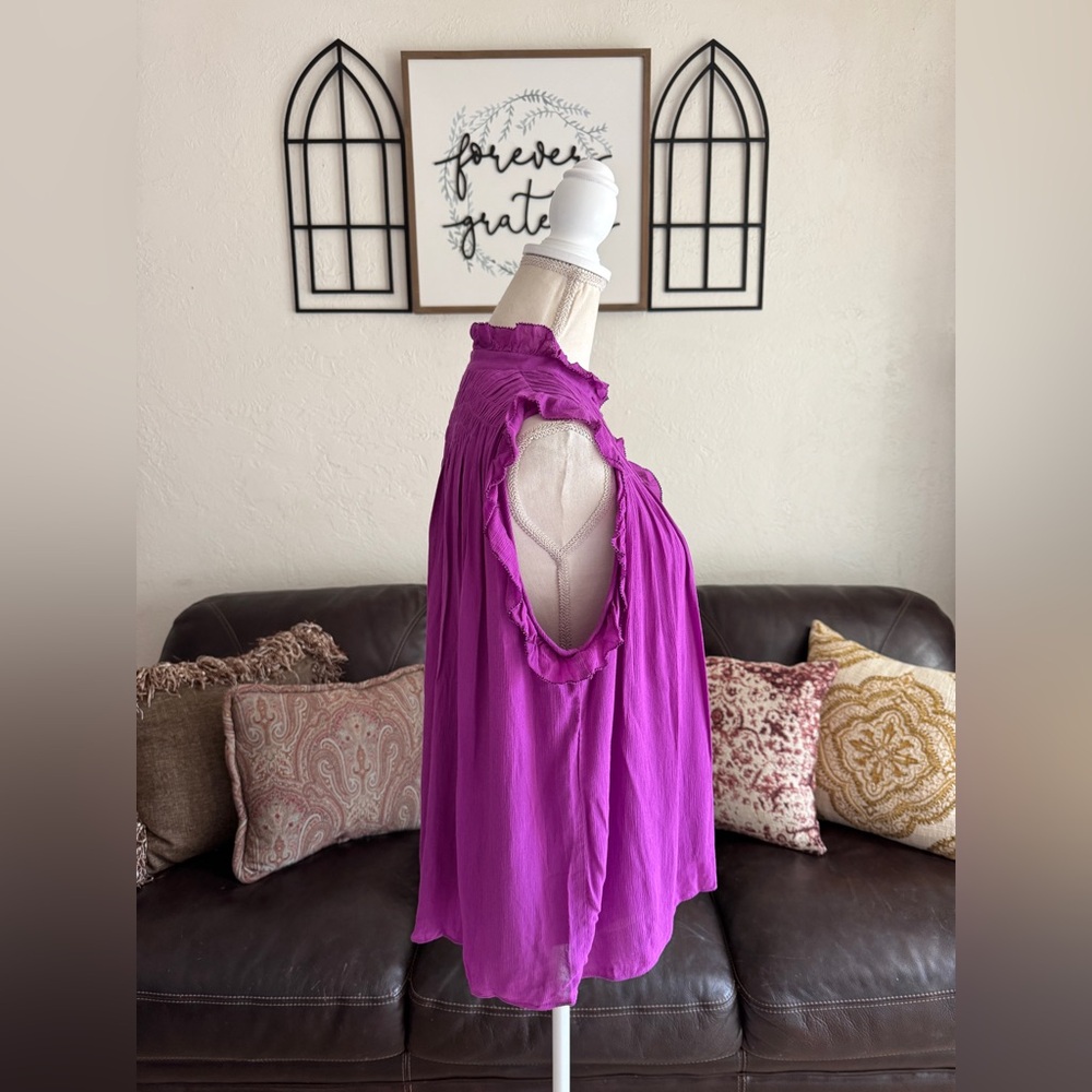 Ba&sh Nuit Ruffle Top In Magenta Size S (1) Summer Designer Casual - Picture 10 of 13